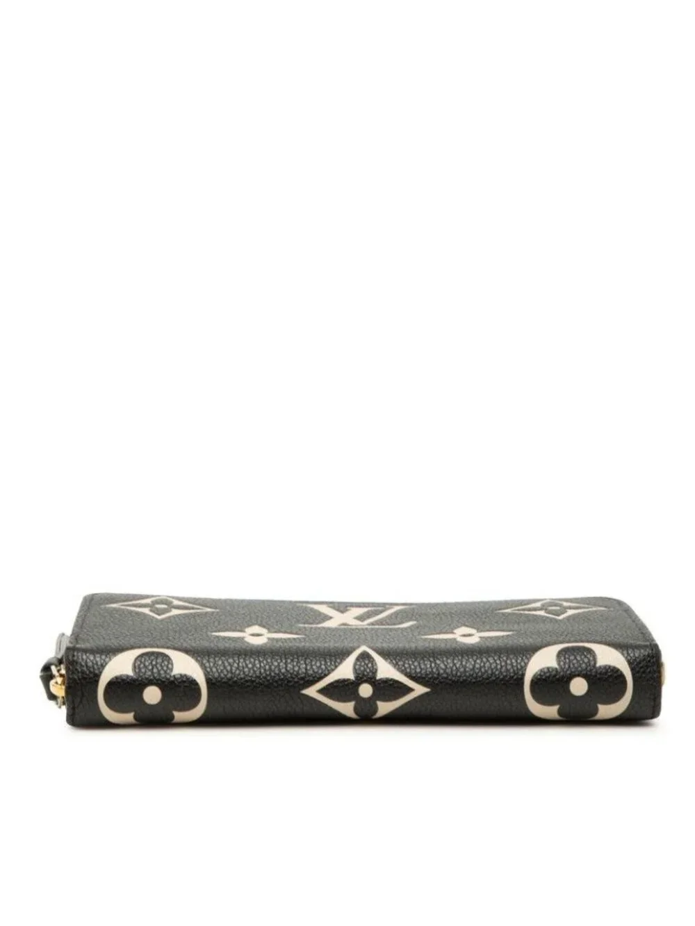 Louis Vuitton Monogram Empreinte Zippy Wallet Zip Around Black Beige Leather